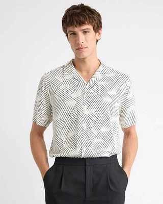 Chemise à Motif Manches Courtes avec Col Camp