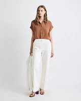 Pantalon Indispensable Signature à Jambe Large et Taille Haute