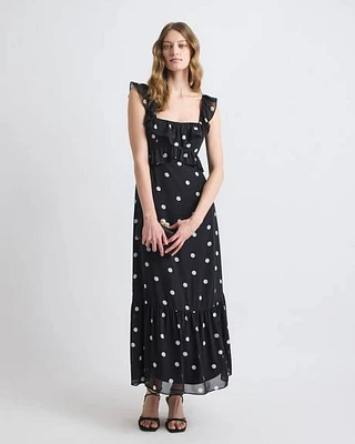 Sleeveless Maxi Cocktail Dress with Ruffles