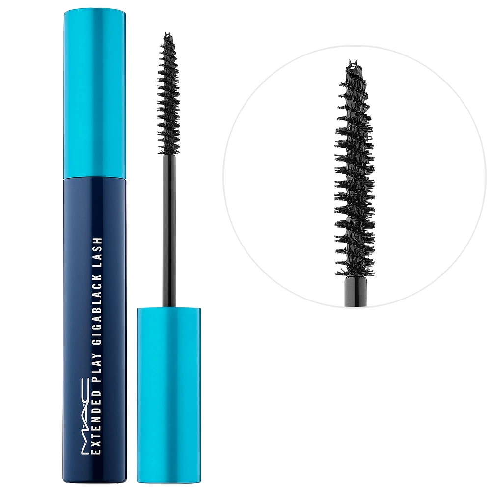 MAC Cosmetics Extended Play Gigablack Lash Smudge-Proof Carbon Black Warm-Water Washable 16HR Defining Mascara 0.19 oz/ 5.6 g