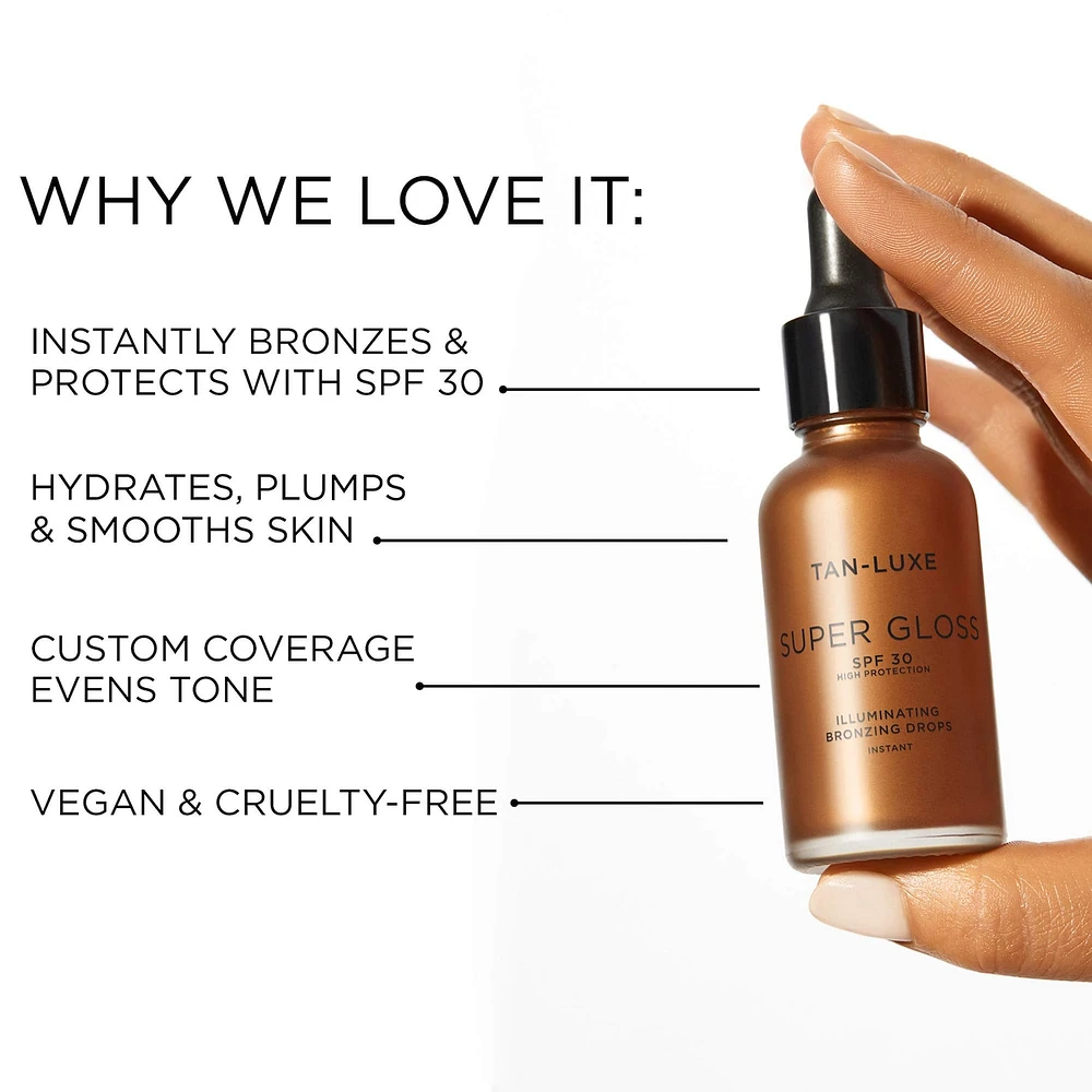 Super Gloss Instant Bronzing Face Drops with SPF 30