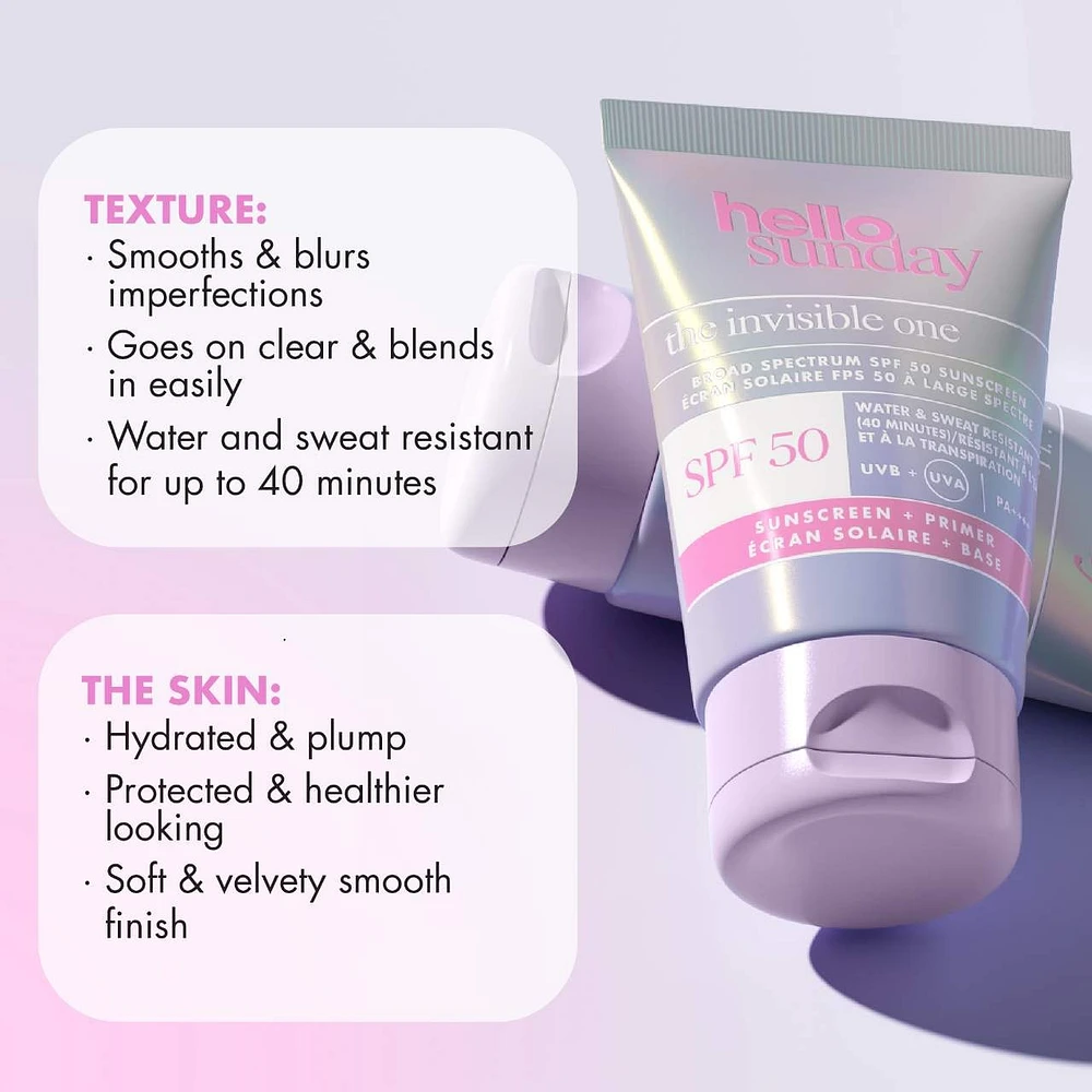 The Invisible One SPF 50 Hydrating Face Sunscreen + Primer with Hyaluronic Acid