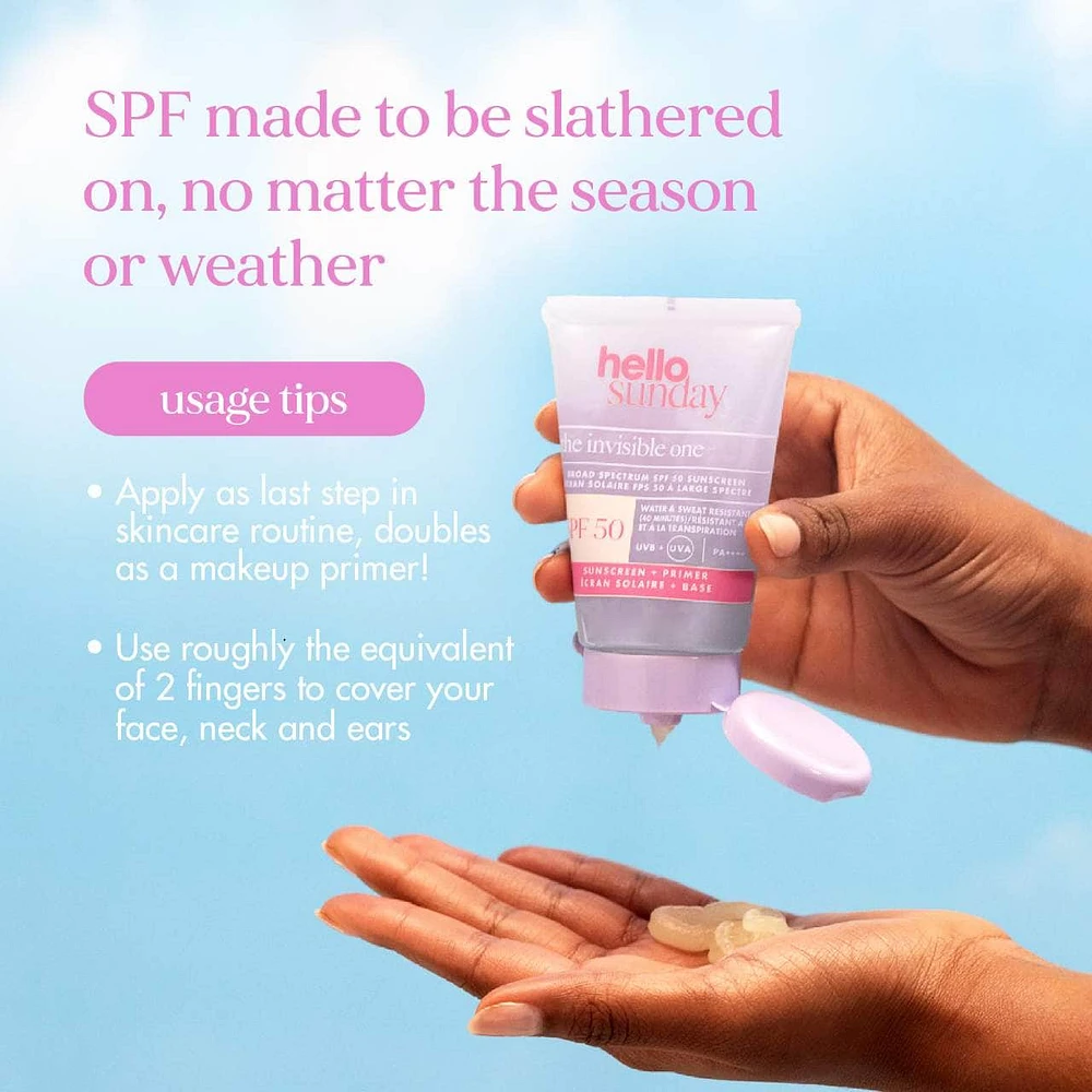 The Invisible One SPF 50 Hydrating Face Sunscreen + Primer with Hyaluronic Acid