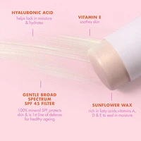 The Shimmer One SPF 45 Face and Body Mineral Sunscreen Glow Stick with Hyaluronic Acid