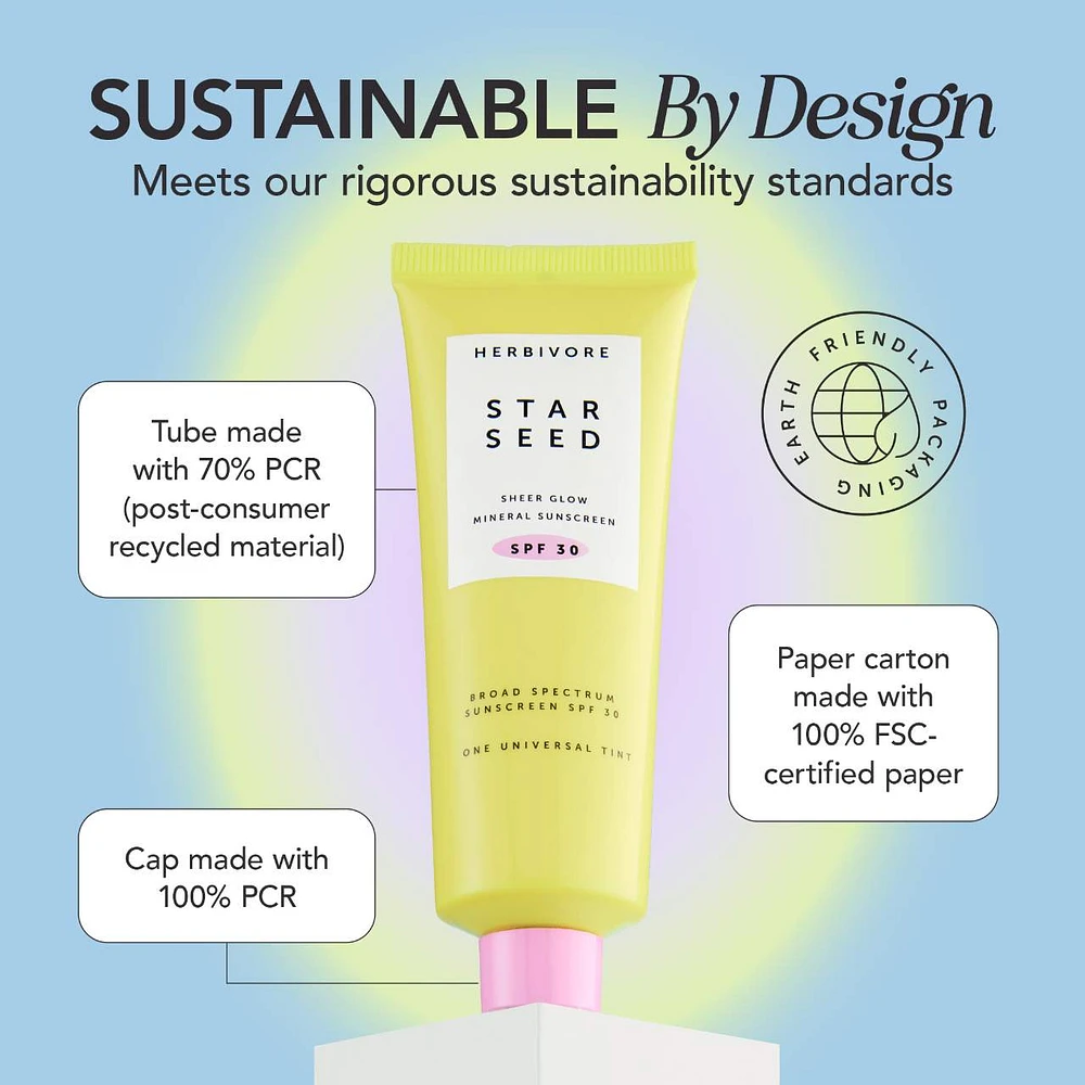 Star Seed Silicone-Free 100% Mineral Facial Sunscreen SPF 30 with Vitamin C +  Prebiotics