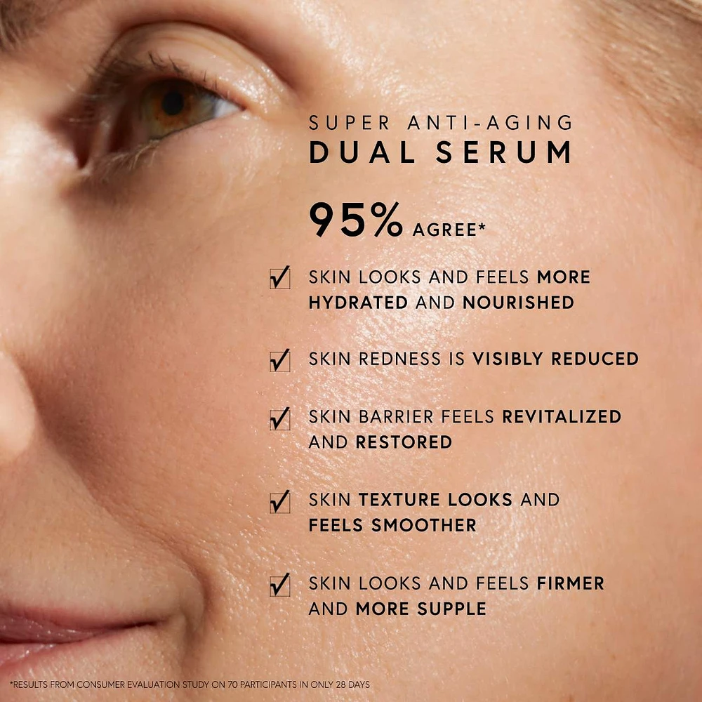 Super Anti-Aging Dual Serum with Triple Hyaluronic Acid, Glutathione, Skullcap + Ceramide-Peptide Complex