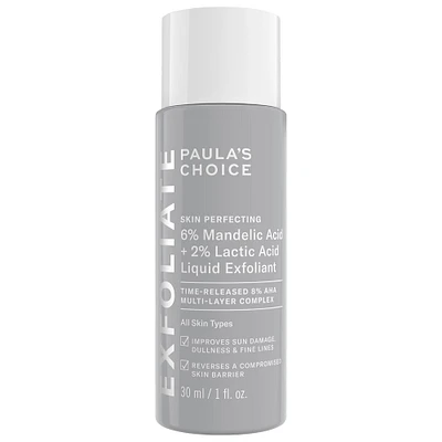 6% Mandelic Acid + 2% Lactic AHA Liquid Exfoliant for Dark Spots, Textured Skin