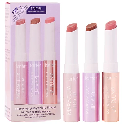 mini maracuja juicy lip plump gloss & balm triple threat trio