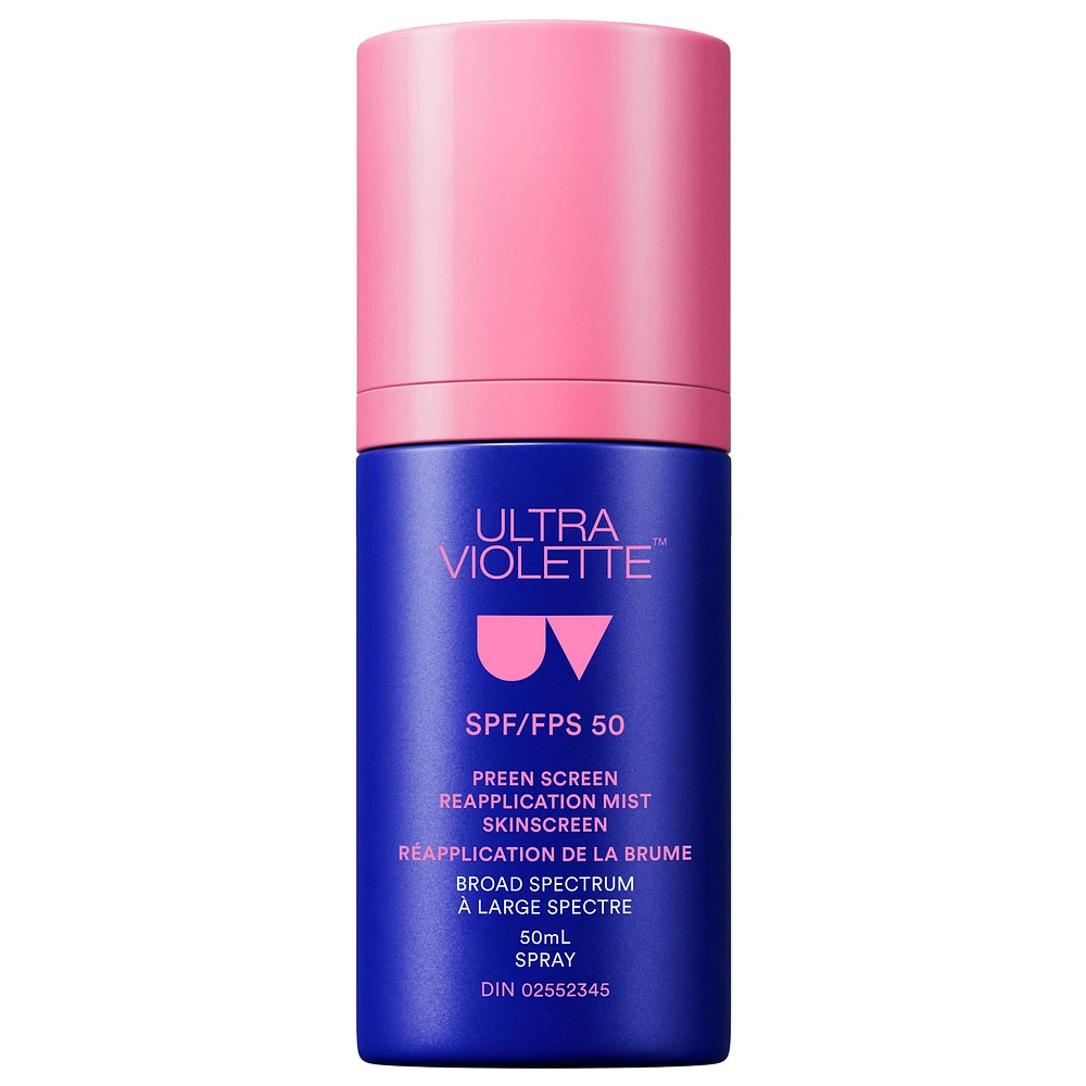 Ultra Violette Preen Screen SPF 50 Facial Sunscreen Mist With Niacinamide 1.7 oz/50 mL