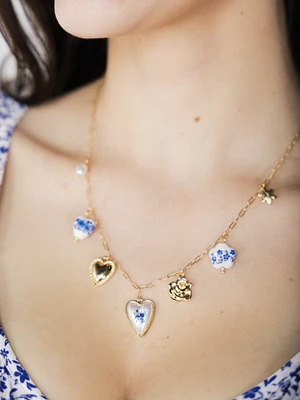 Blue Heart Trinket Necklace