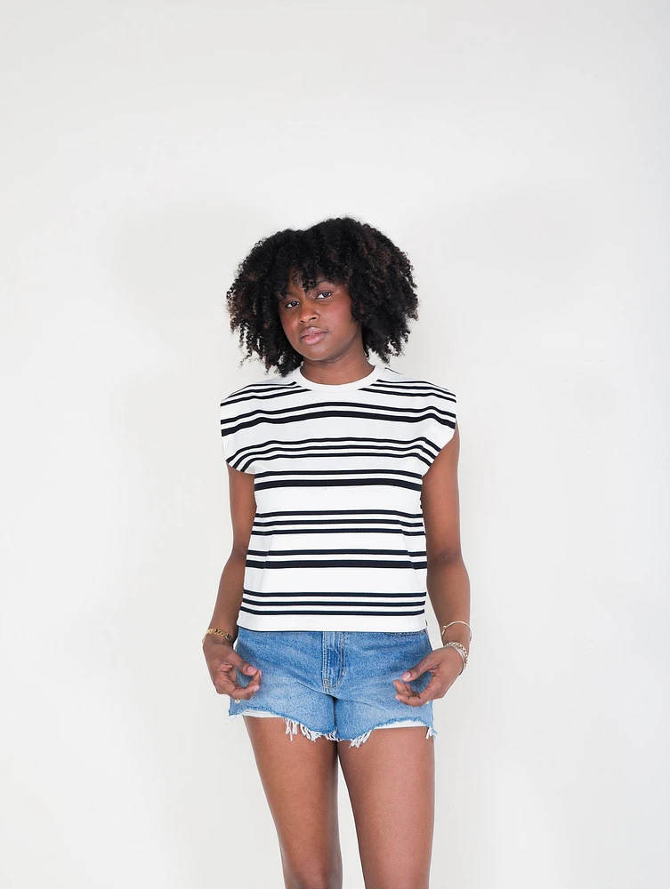 Bristol Stripe Cut Off Tee