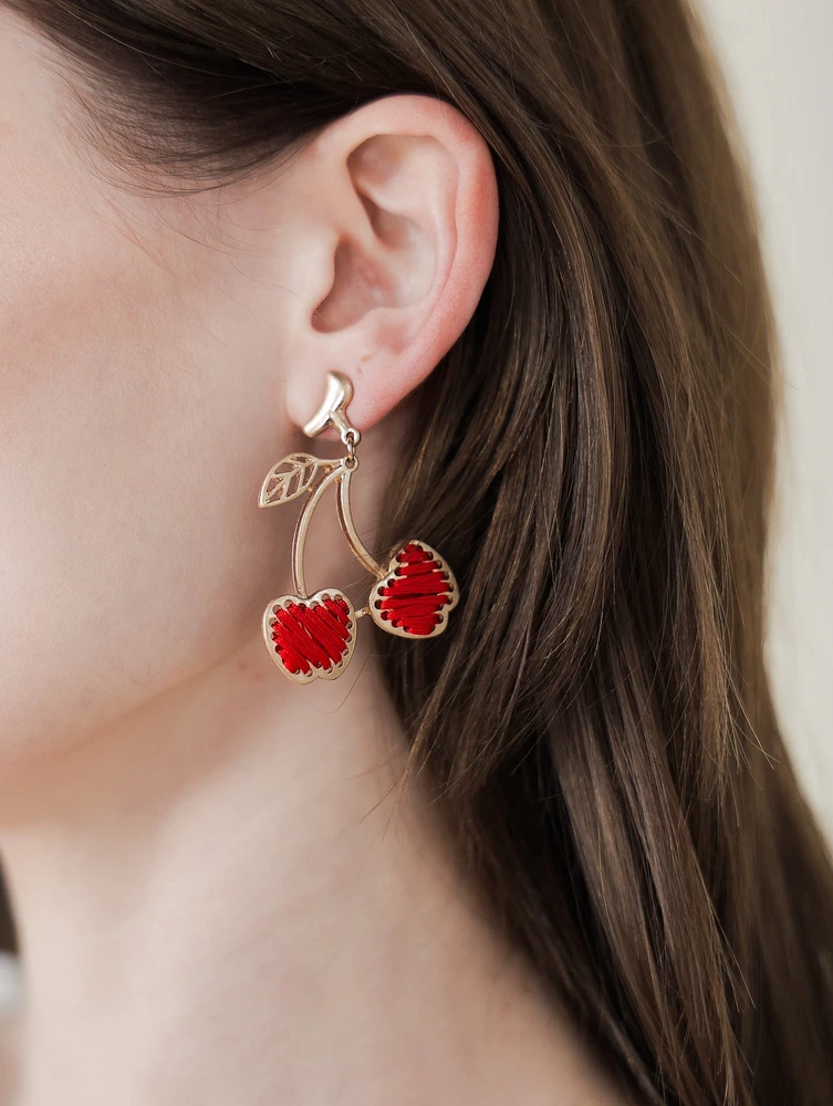 Cherry Stitch Earrings