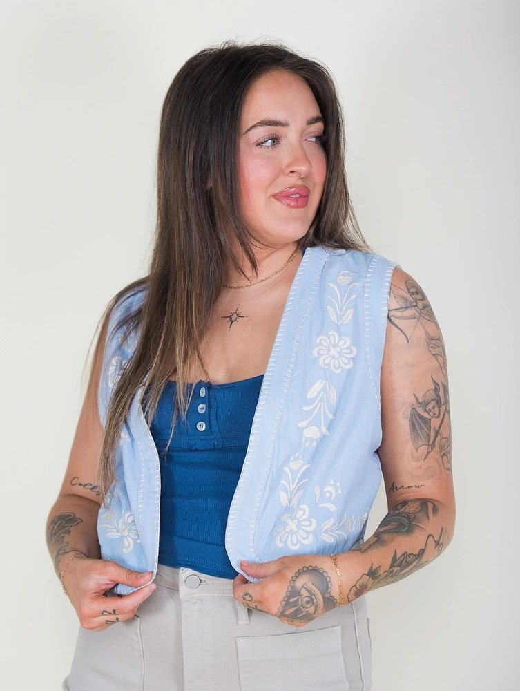 Heather Embroidered Vest