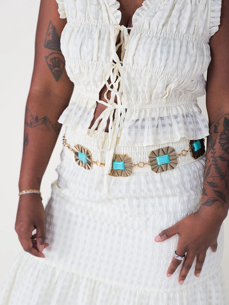 Square Stone Chain Belt