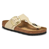Women's Gizeh Big Buckle Oiled Leather Thong Sanda