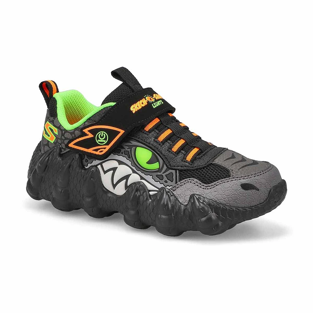 Boys' Skech-O-Saurus Lights Sneaker - Black/Lime