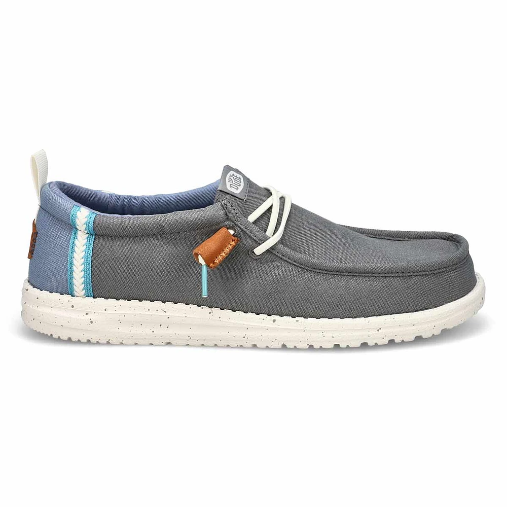 Men's Wally Summer Linen Casual Shoe - White/ Ston