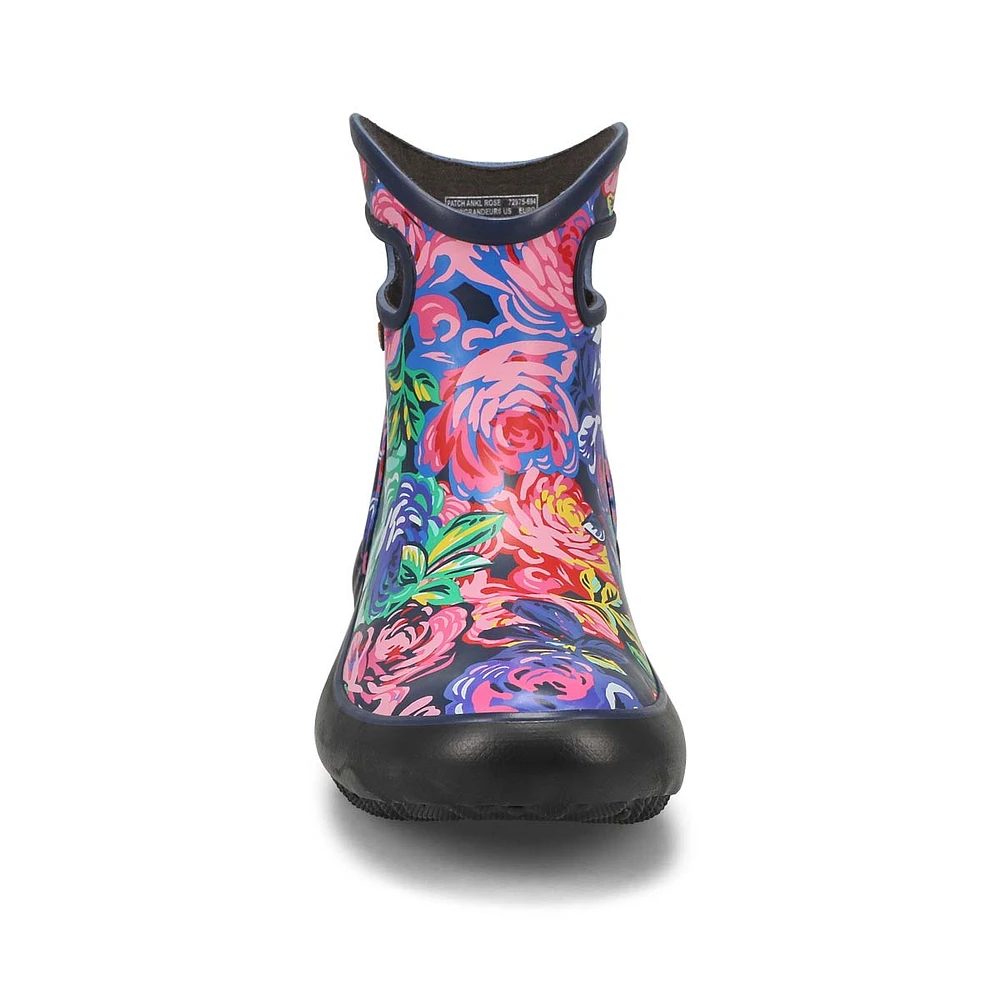 Women's Patch Ankle Rain Boot - Black