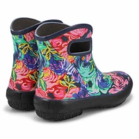 Women's Patch Ankle Rain Boot - Black