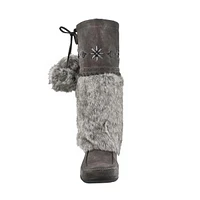 Girls' CANDY2 JR black faux rabbit SoftMocs