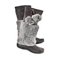 Girls' CANDY2 JR black faux rabbit SoftMocs