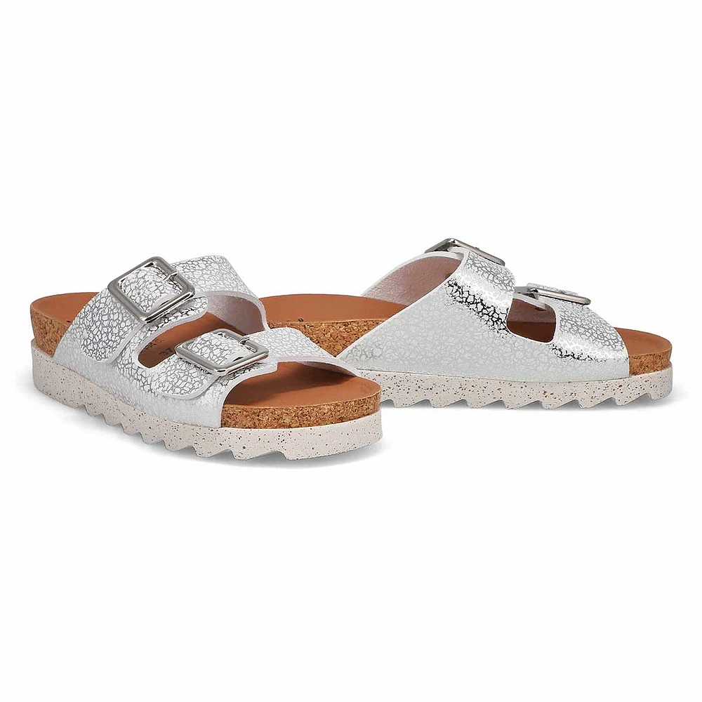 Women's Maelia Cork Footbed 2 Buckle Sandal - Silv
