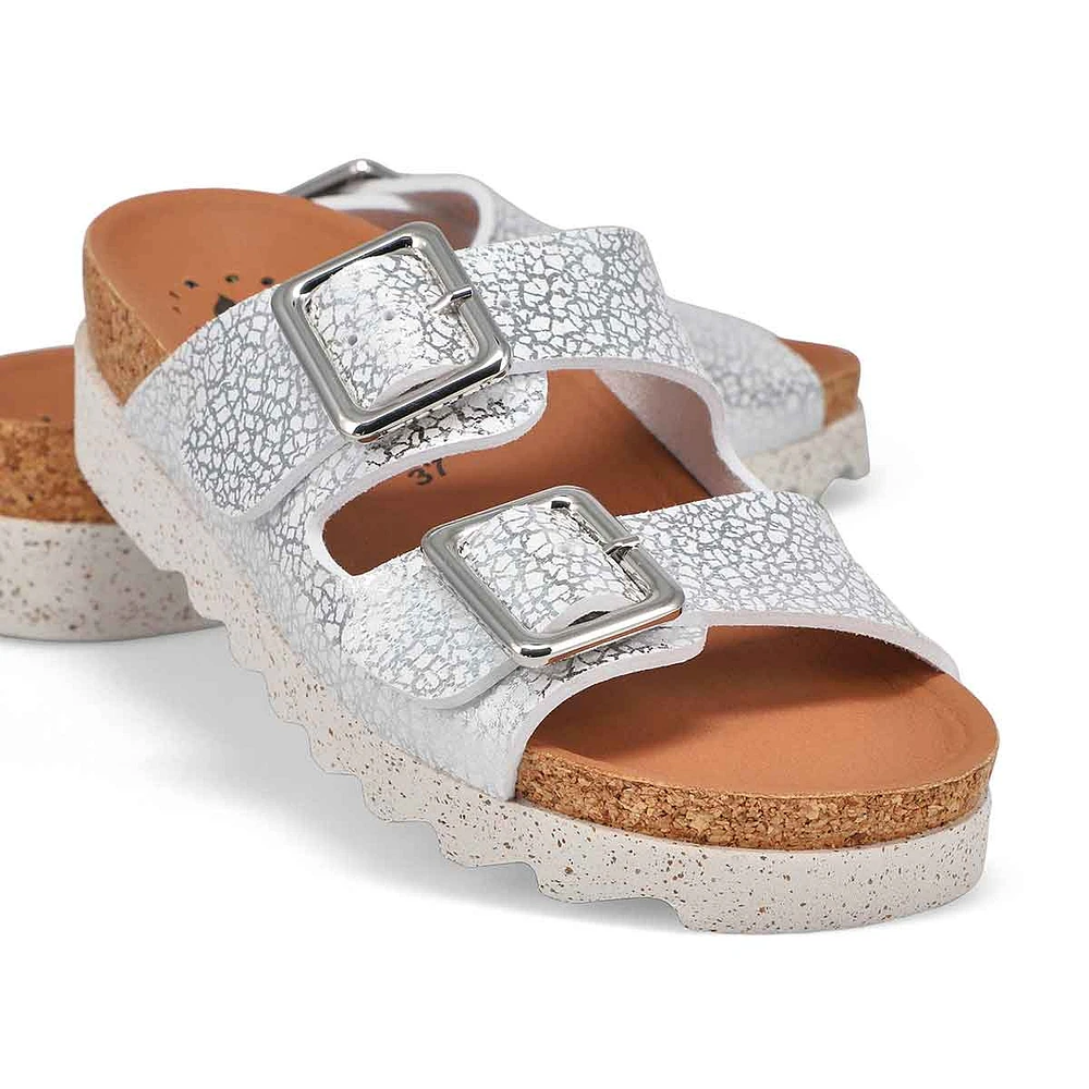Women's Maelia Cork Footbed 2 Buckle Sandal - Silv