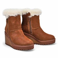 Women's Natalie Wedge Fur Trim Casual Bootie