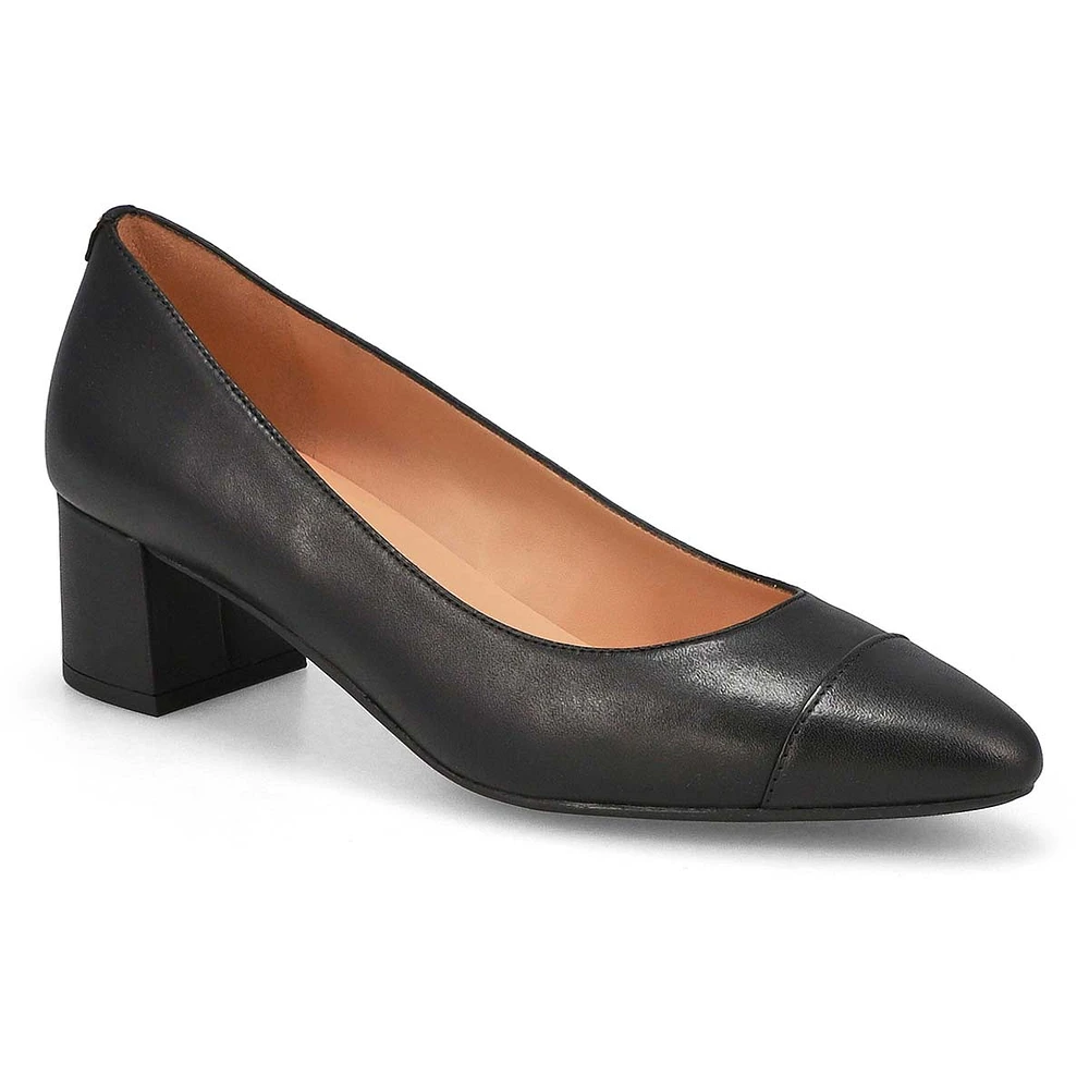Women's Go-To Block Leather Dress Heel - Black