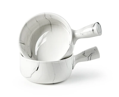 Marbled Onion Soup Bowls with Handle, Set of 2