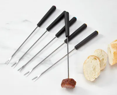 Fourchettes à fondue thinkkitchen, ens. de 6, noir