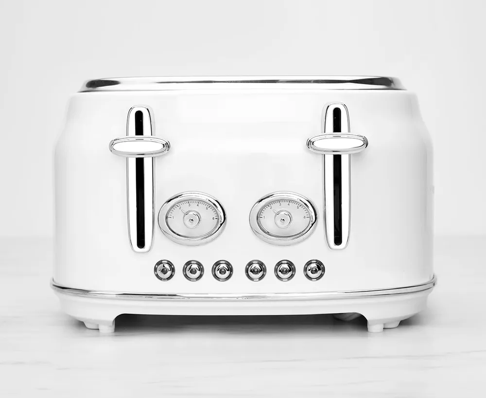 Grille-pain à 4 fentes thinkkitchen Retro, blanc