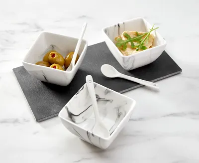 Ensemble à condiments marbré de 3 pièces 