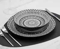 Maasai 12-Pc Dinnerware Set, Black & White