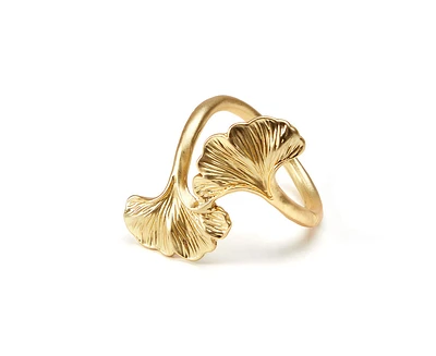 Oasis Leaf Napkin Ring, Gold