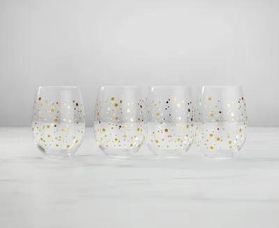 Cheers Stemless Wine Glasses, Set of 4