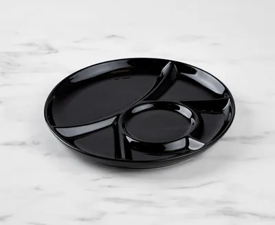 Assiette à fondue avec 6 sections, noir