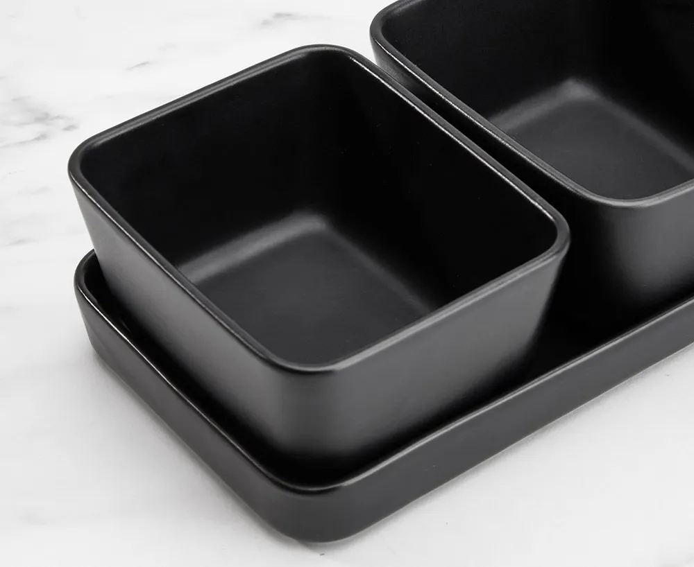 Bols Triade, ens. de 3, noir
