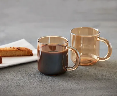 Tasses à café Vintage en verre, taupe, ens. de 2 