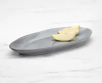 Assiette en grès en forme de feuille Linen, gris