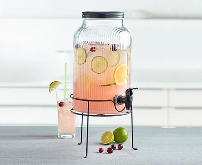 Distributeur de boissons en verre Liv avec support, 5,5 L