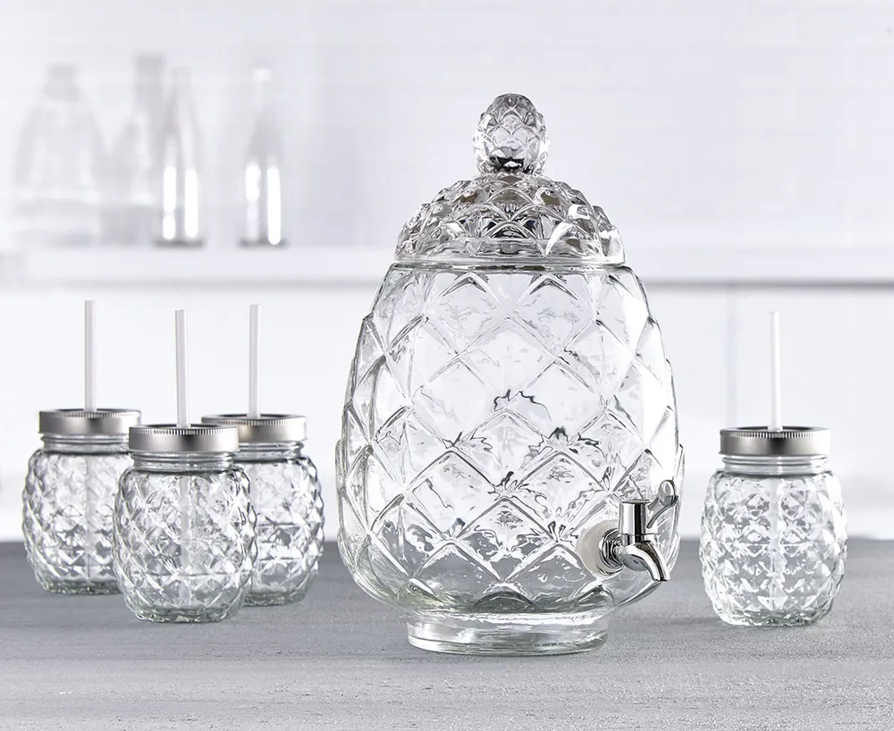 Ananas verre avec couvercle, ens. de 4
