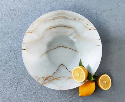 Grand bol rond aspect marbre Carrara