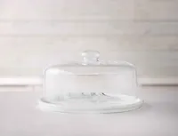 Marble Cake Plate & Glass Dome, 29.5 cm