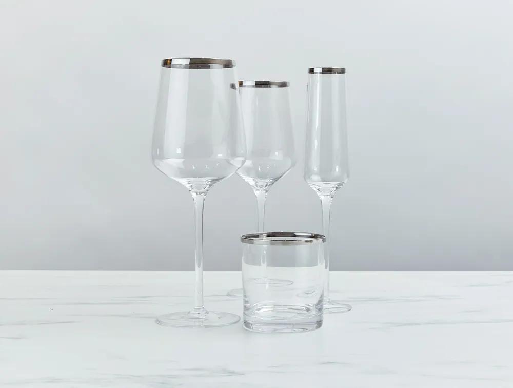 Regis Red Wine Glass, Silver Rim, 22 oz