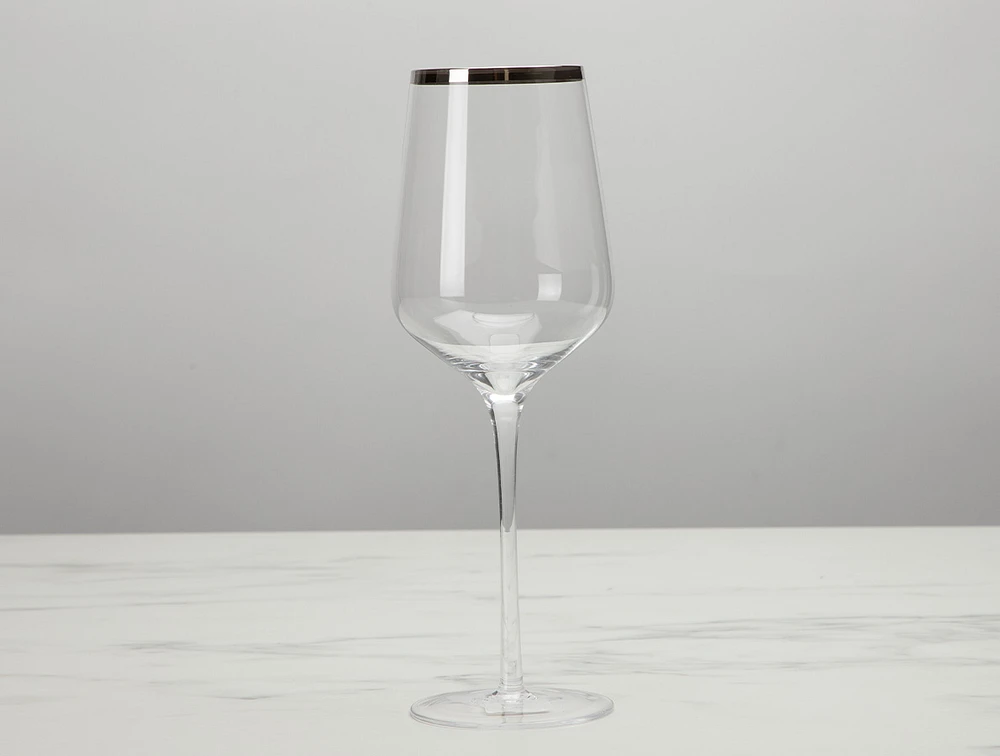 Verre à vin blanc Regis, bordure argentée, 16,9 oz