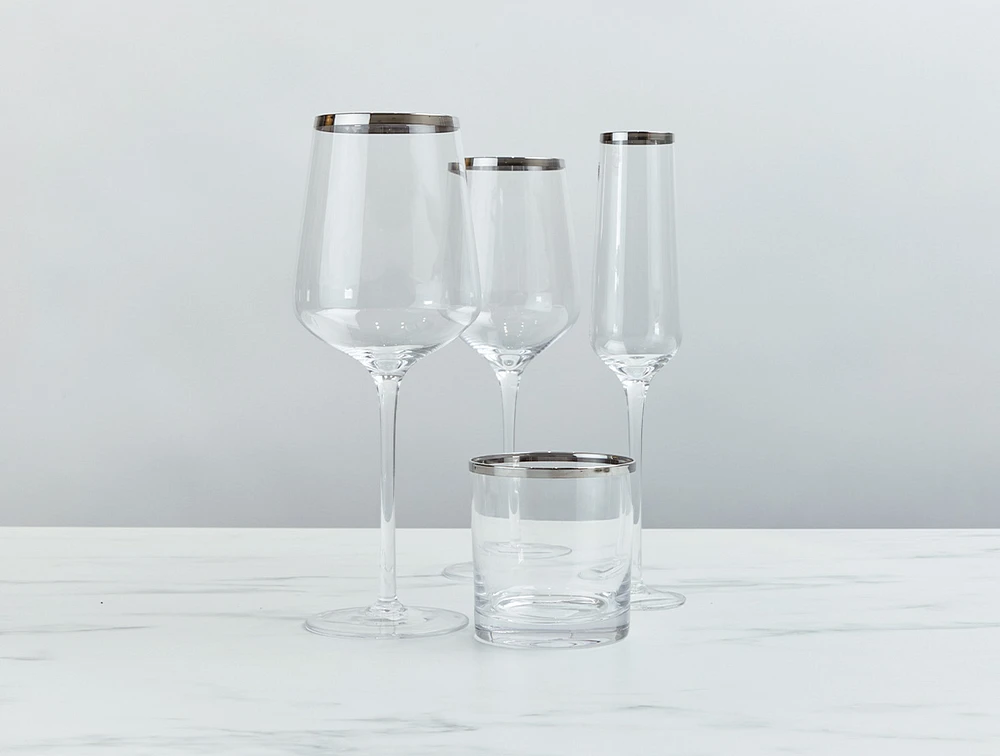 Verre à vin blanc Regis, bordure argentée, 16,9 oz