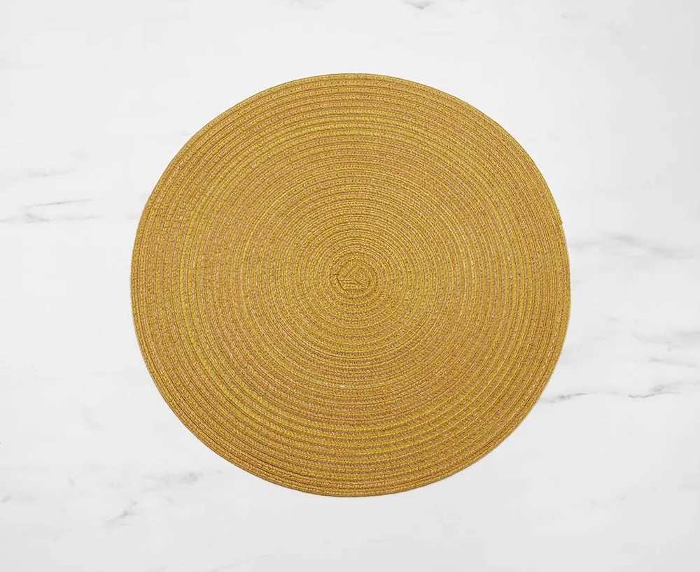 Ora Round Woven Placemat, Yellow