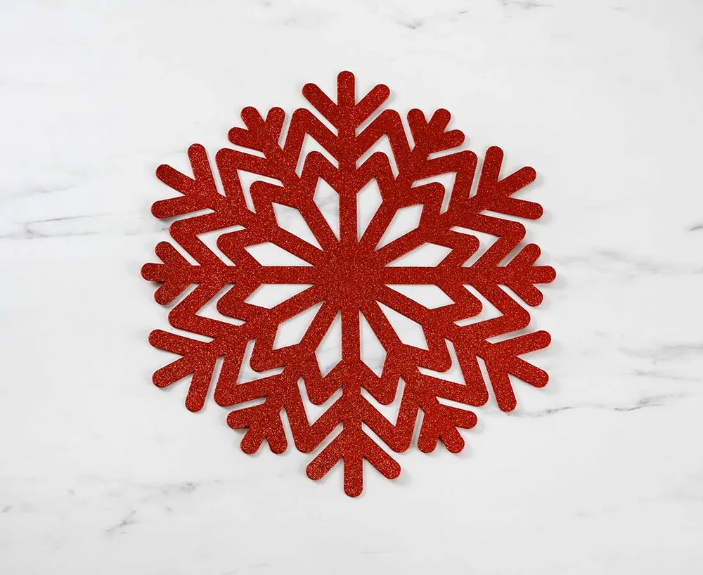 Flocon Placemat with Glitter, Red