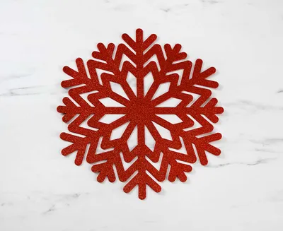 Napperon Flocon avec paillettes, rouge